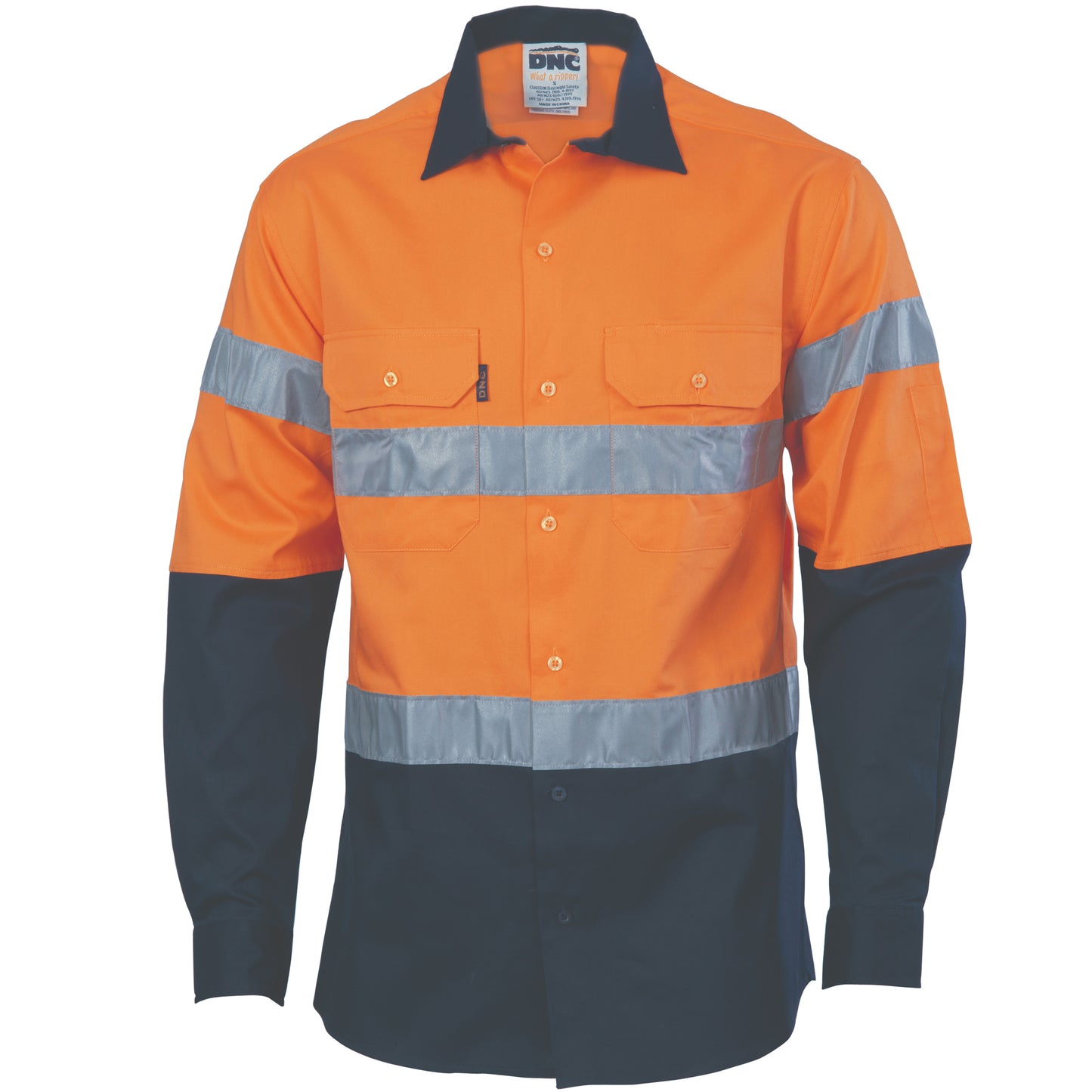 HiVis D/N 2 Tone Drill Shirt with Generic R/Tape -
long sleeve