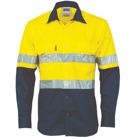 HiVis Cool-Breeze Vertical Vented Cotton Shirt
with Generic R/Tape - Long sleeve