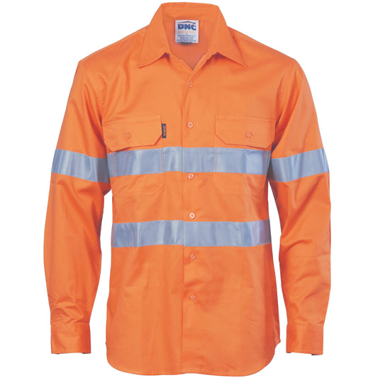 HiVis Cool-Breeze Vertical Vented Cotton Shirt
with Generic R/Tape - Long sleeve