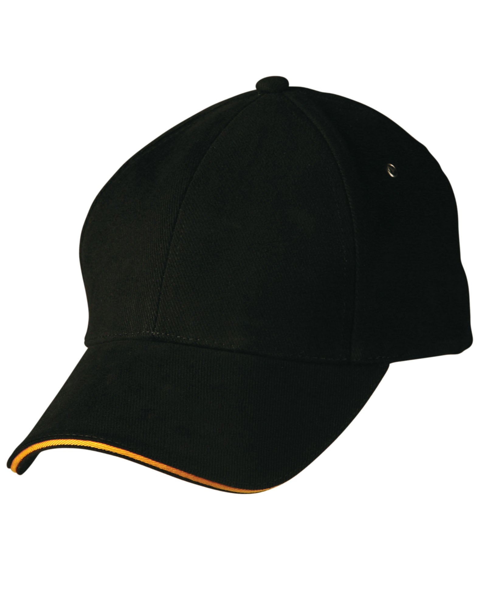 H/B/C sandwich peak cap - Black/Gold