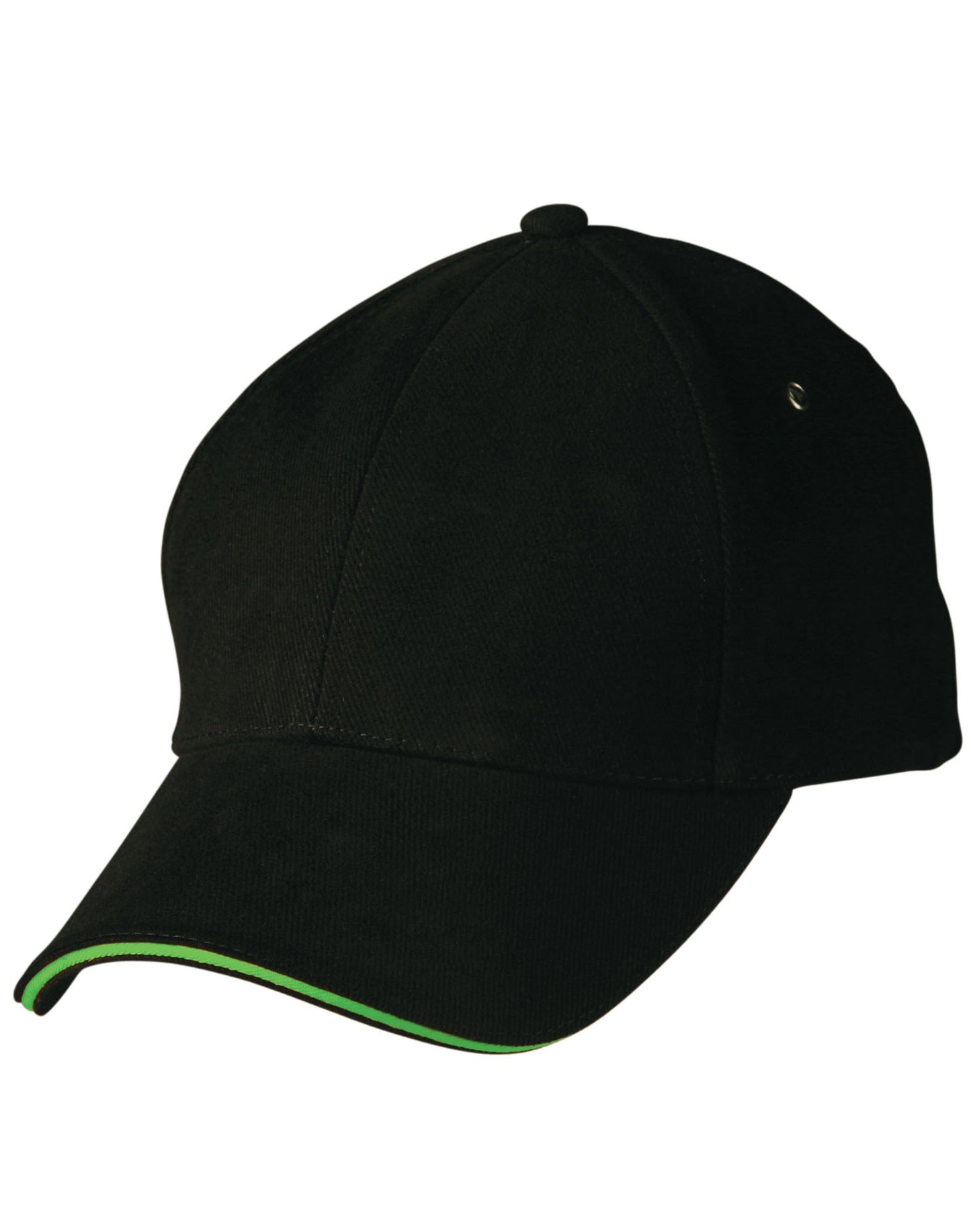 H/B/C sandwich peak cap - Black/Lime