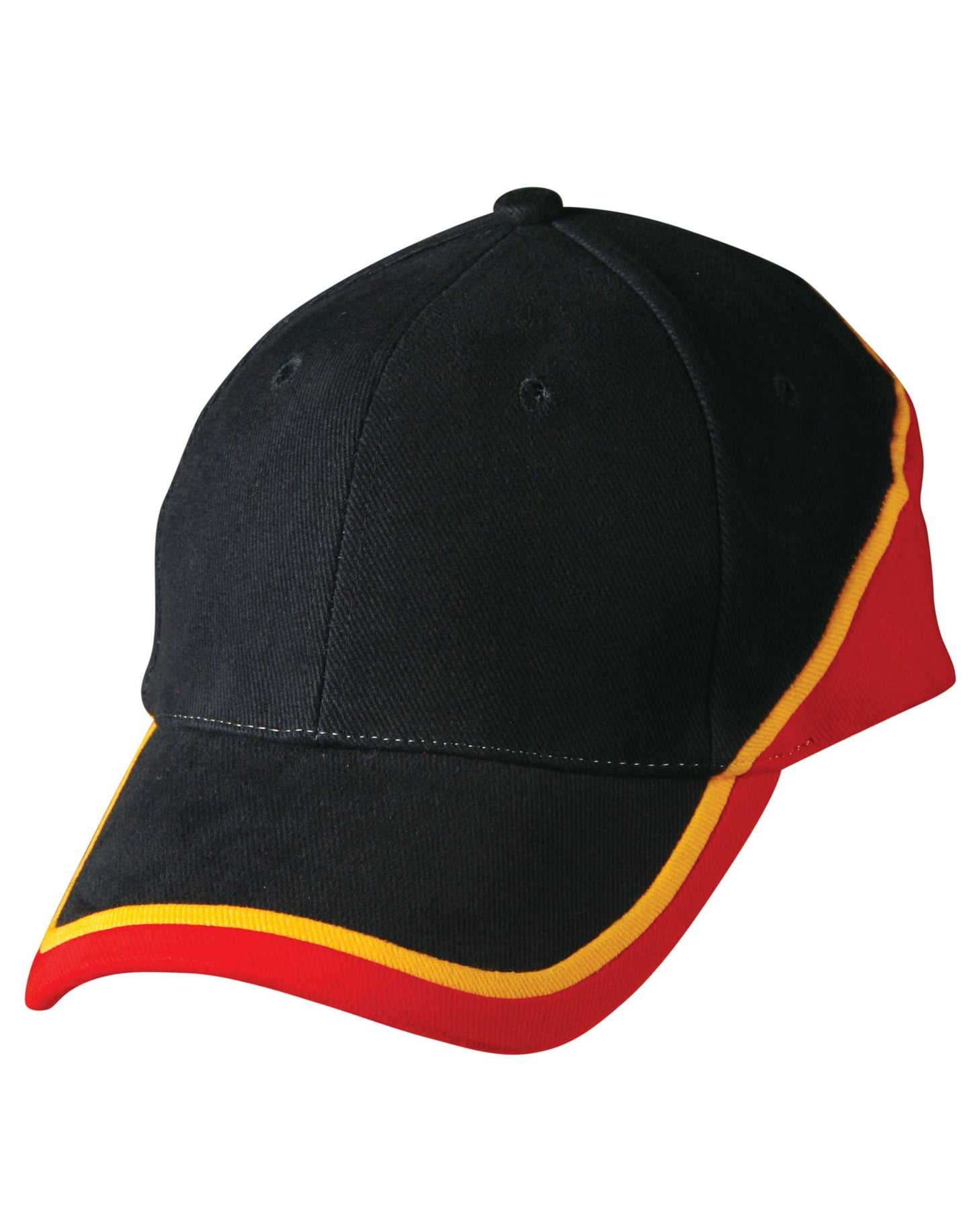 Tri-color sue heavy brushed cotton cap - Navy/Gold/Red