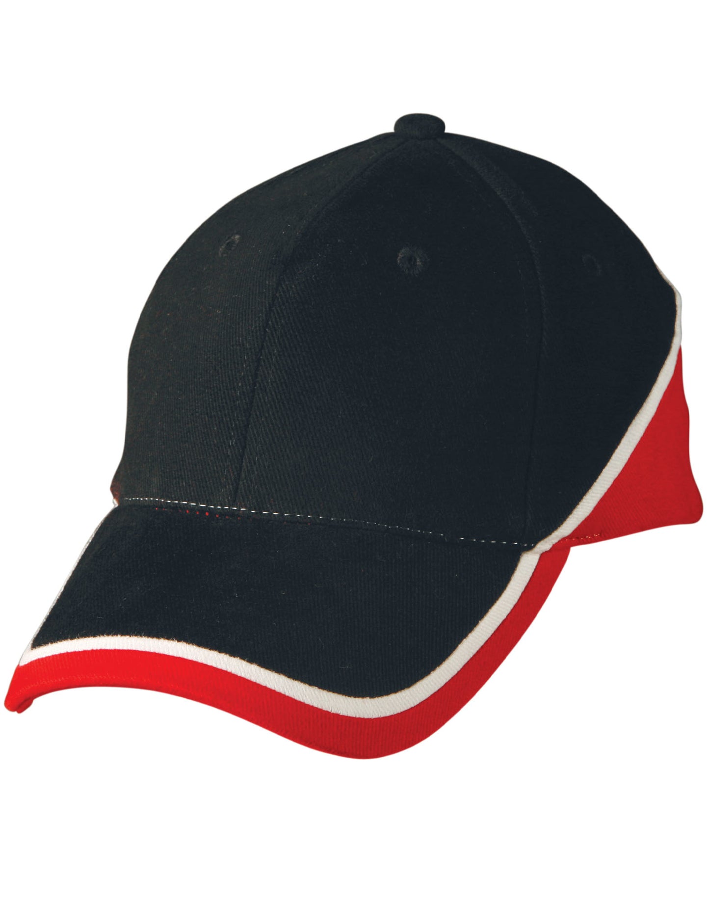 Tri-color sue heavy brushed cotton cap - Navy/White/Red