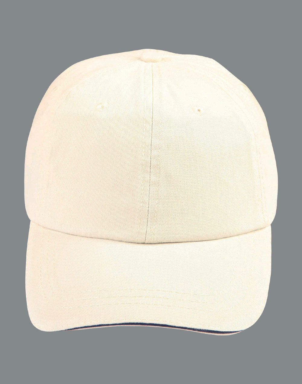 Washed polo cotton unstructured cap sandwich cap - Stone/Navy
