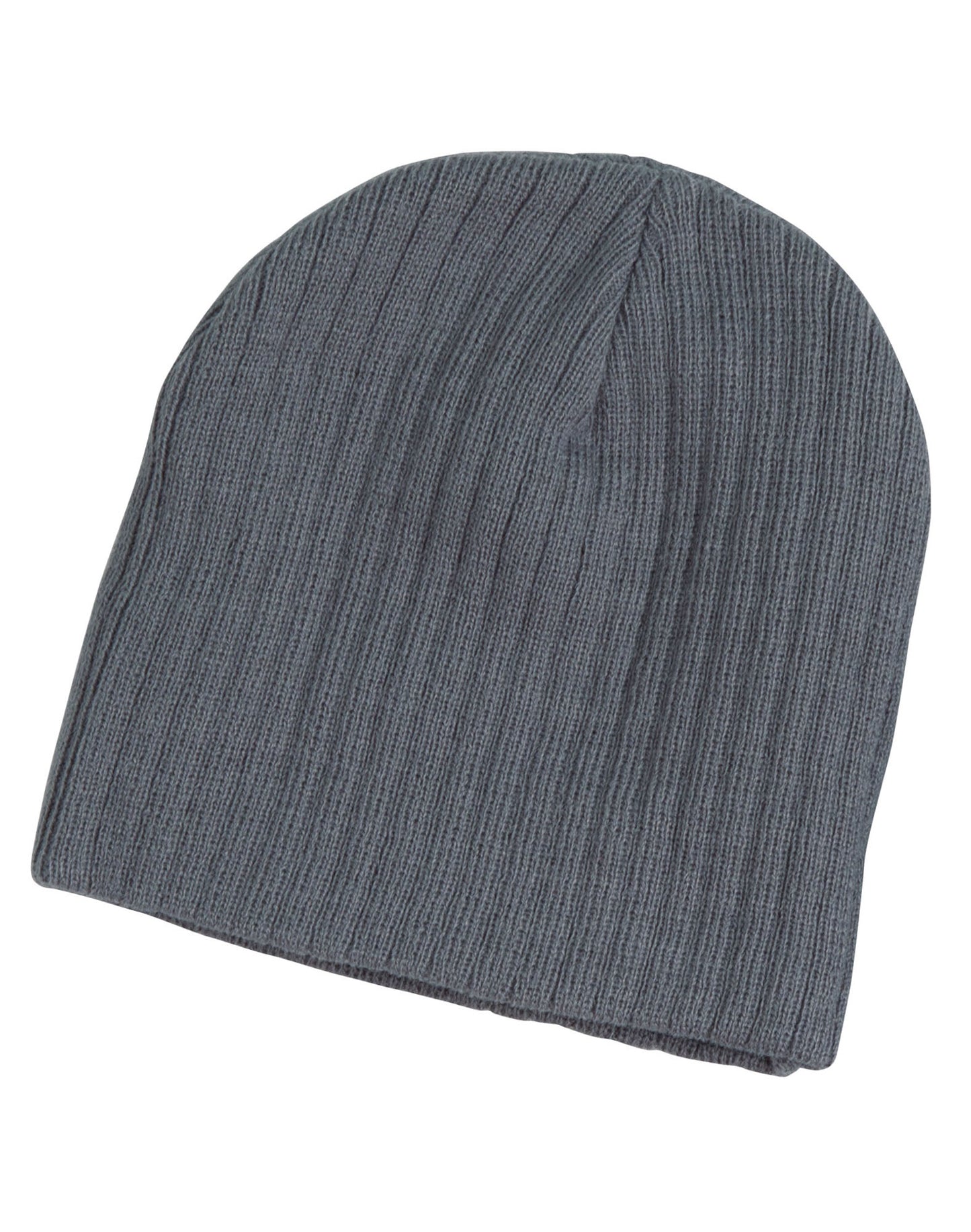 Acrylic knit beanie with cable row feature - Grey