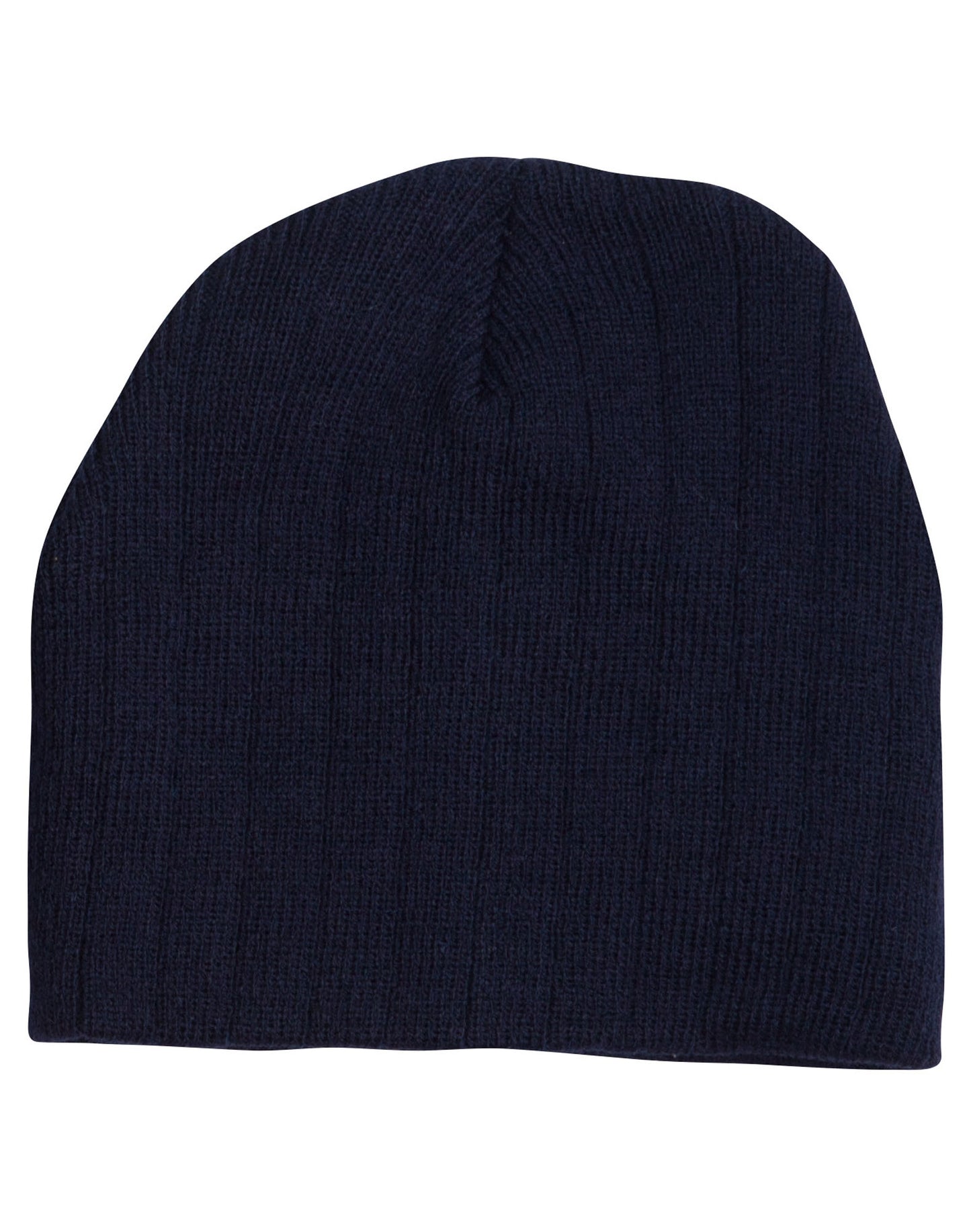 Cable Knit Beanie with Fleece Head Band - Navy