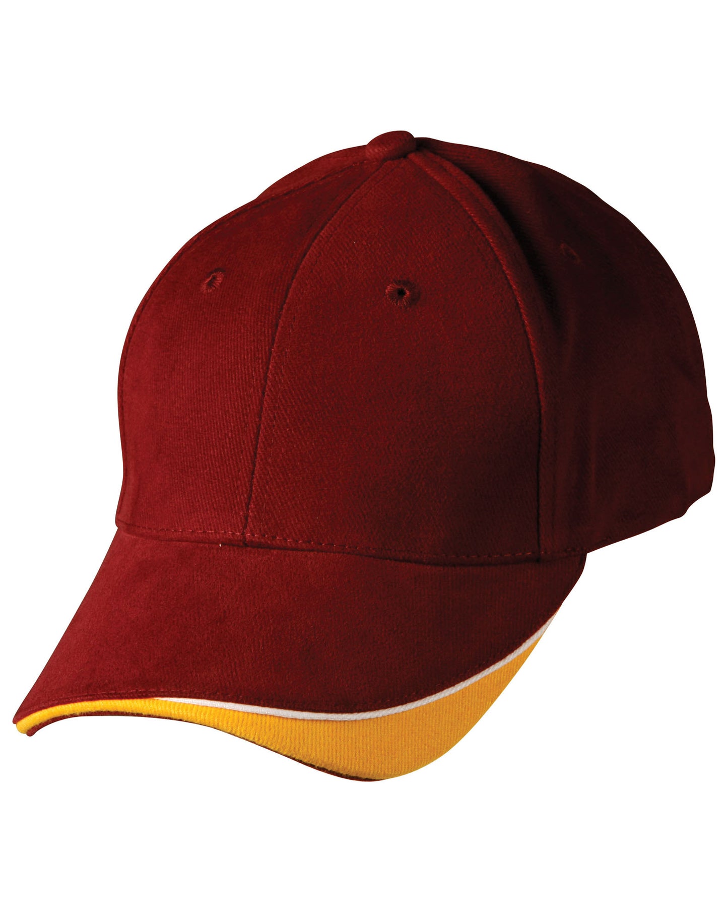 The edge, two tone heavy brushed  sandwich peak - Maroon/White/Gold