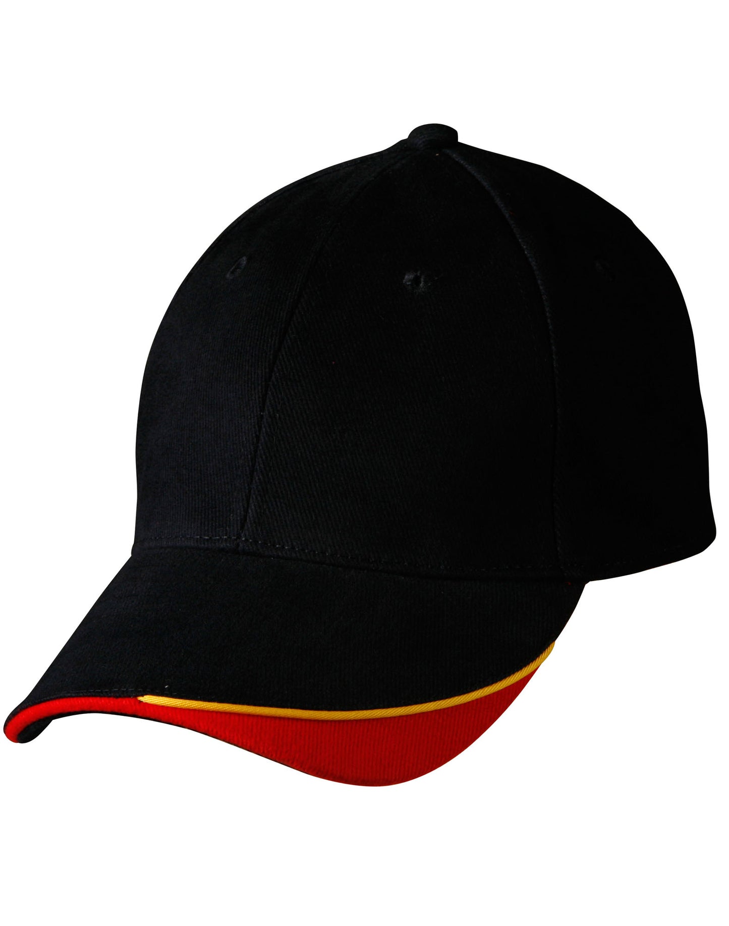 The edge, two tone heavy brushed  sandwich peak - Navy/Gold/Red
