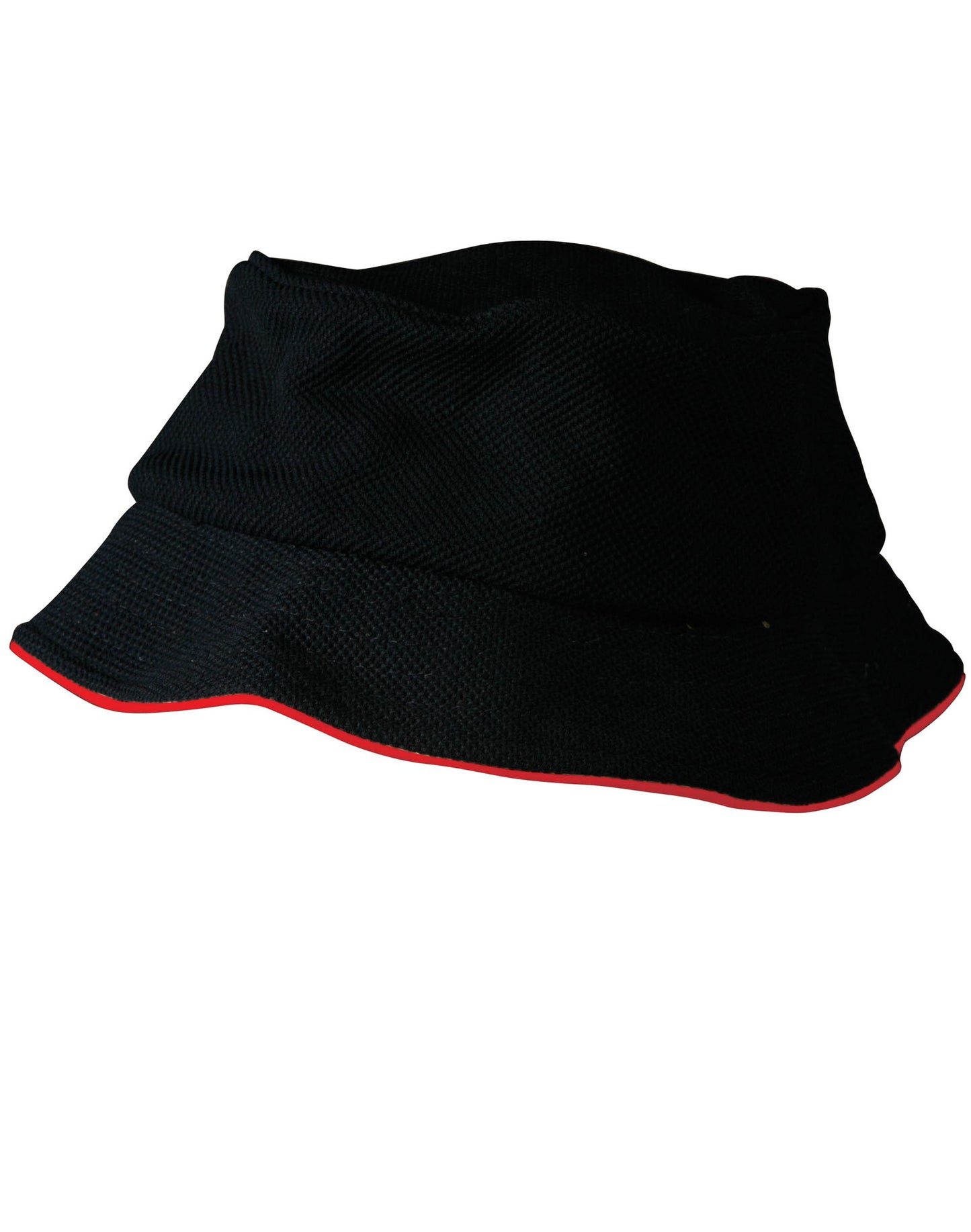 Pique mesh with sandwich trim bucket hat - Black/Red