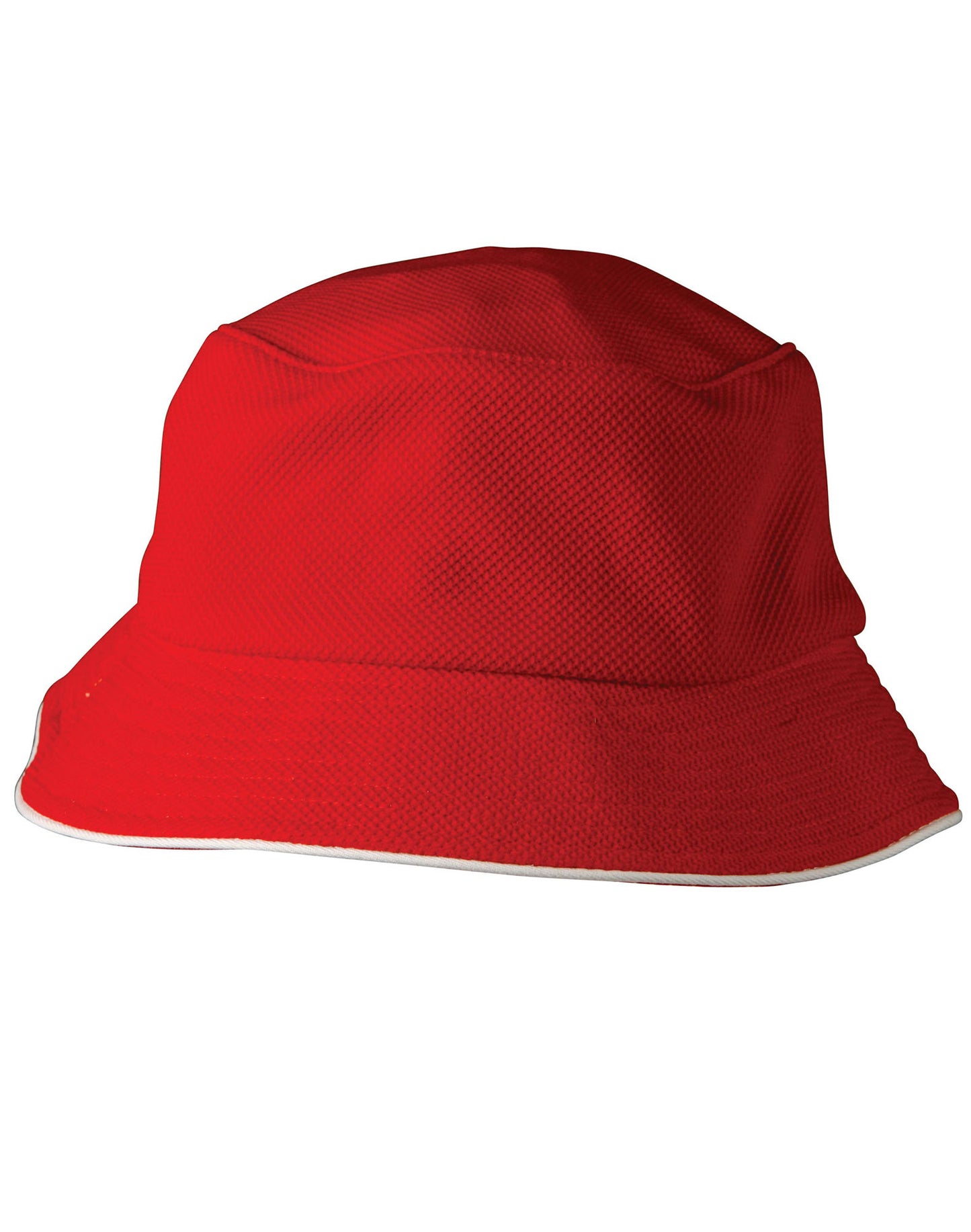 Pique mesh with sandwich trim bucket hat - Red/White