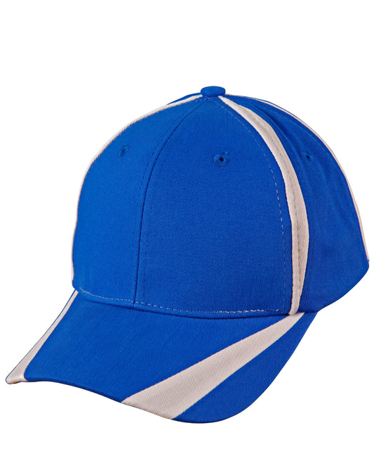 Brushed cotton twill baseball cap  "X" contrast - Royal/White