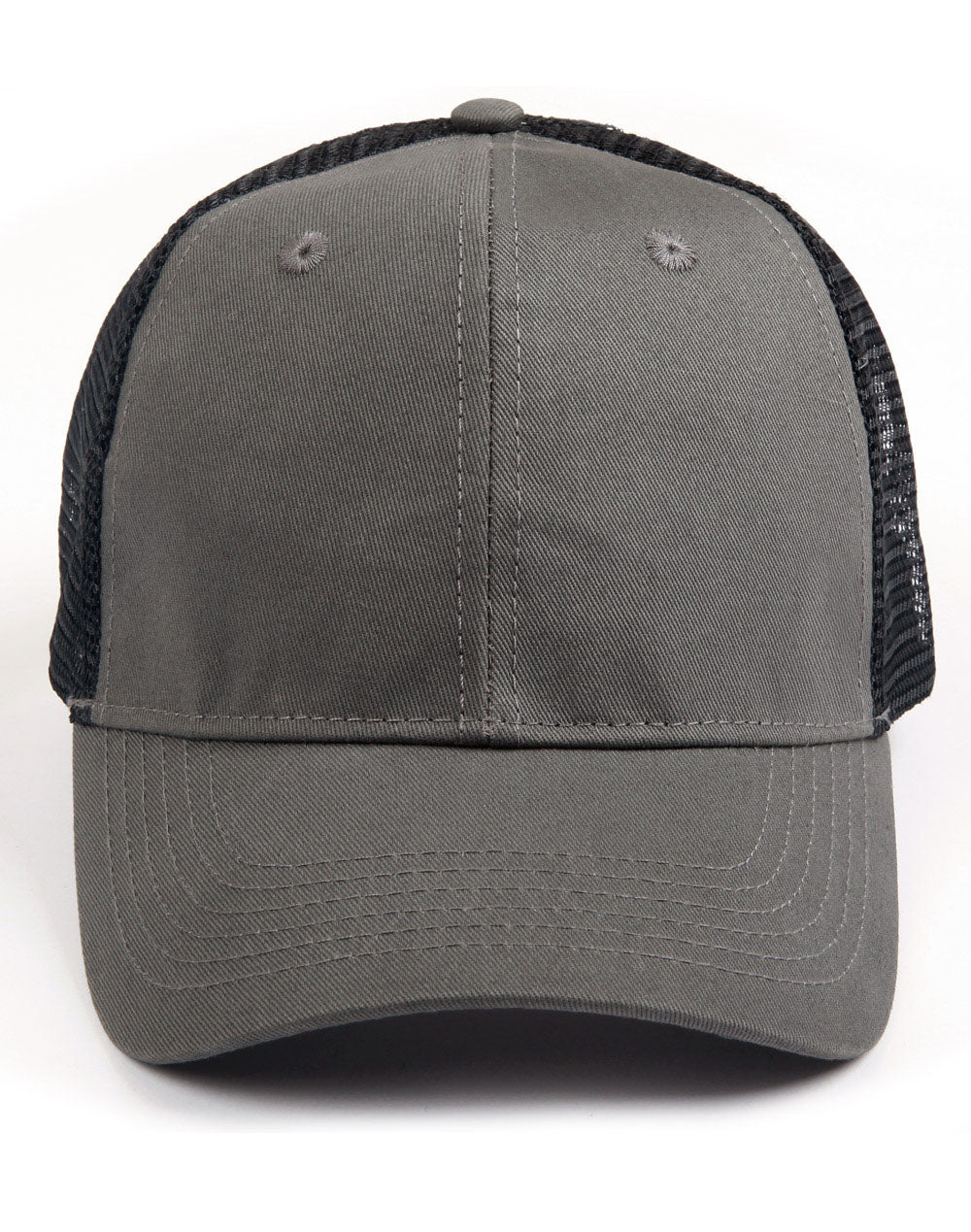 Premium Cotton Twill Trucker Cap - Ash/Black