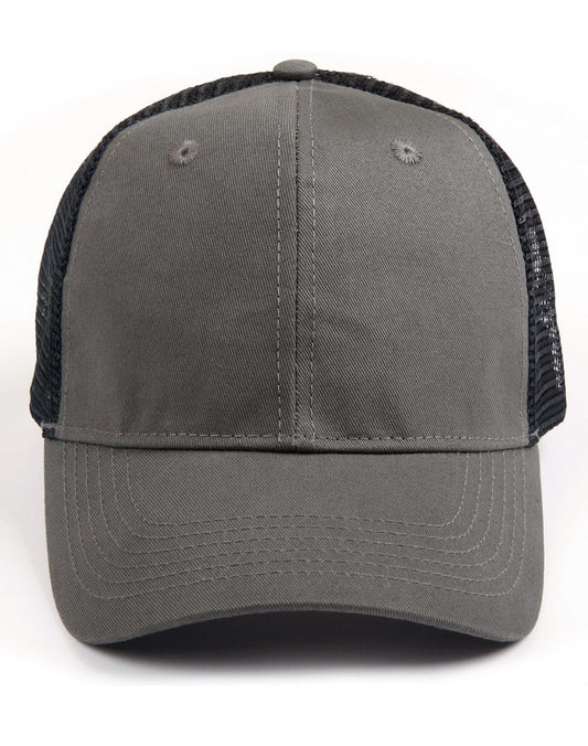 Premium Cotton Twill Trucker Cap - Ash/Black