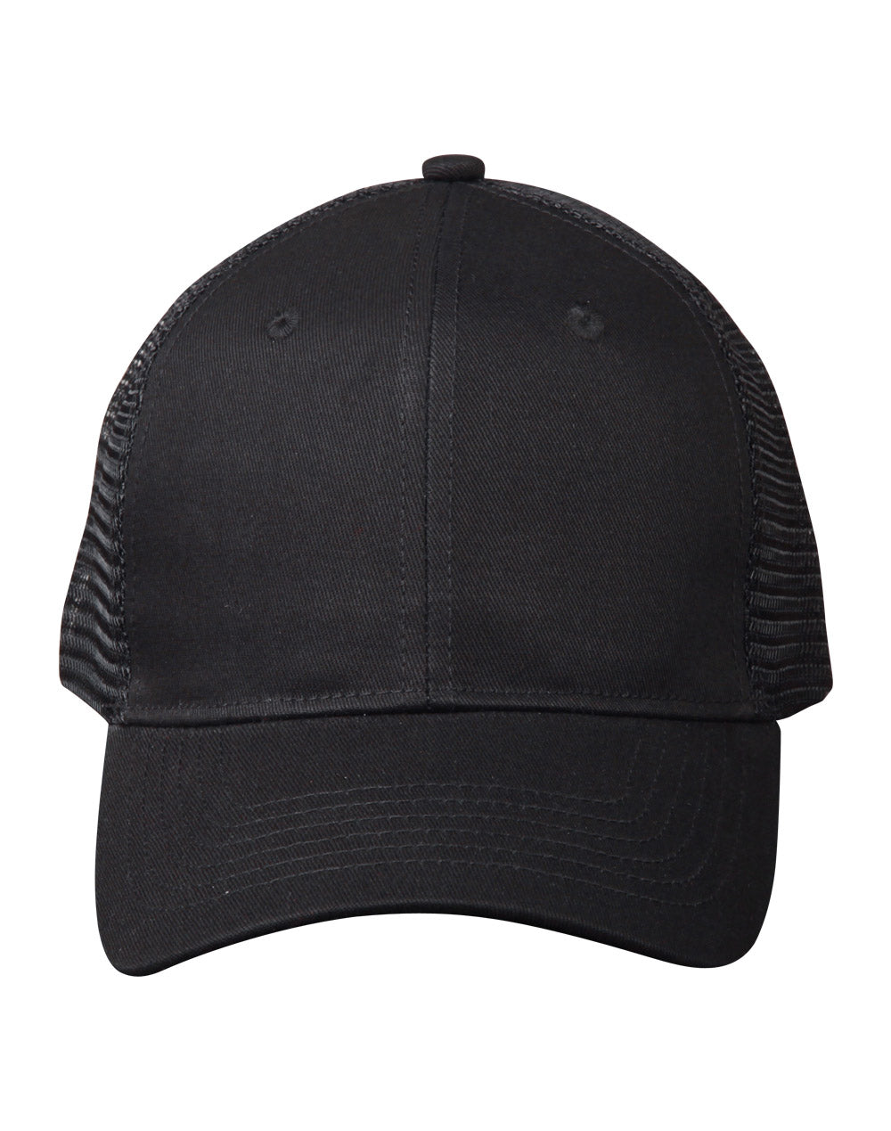 Premium Cotton Twill Trucker Cap - Black/Black