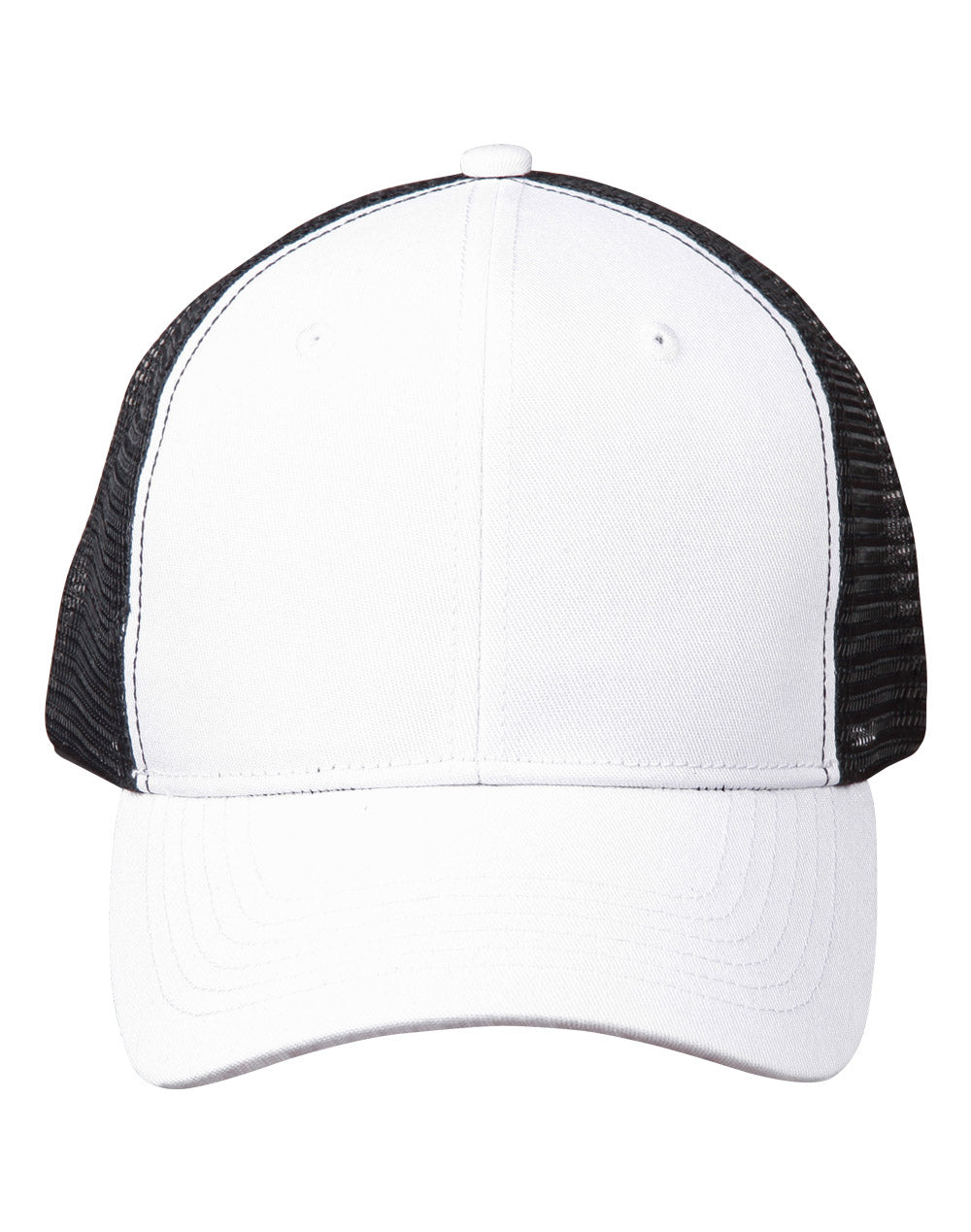 Premium Cotton Twill Trucker Cap - White/Black
