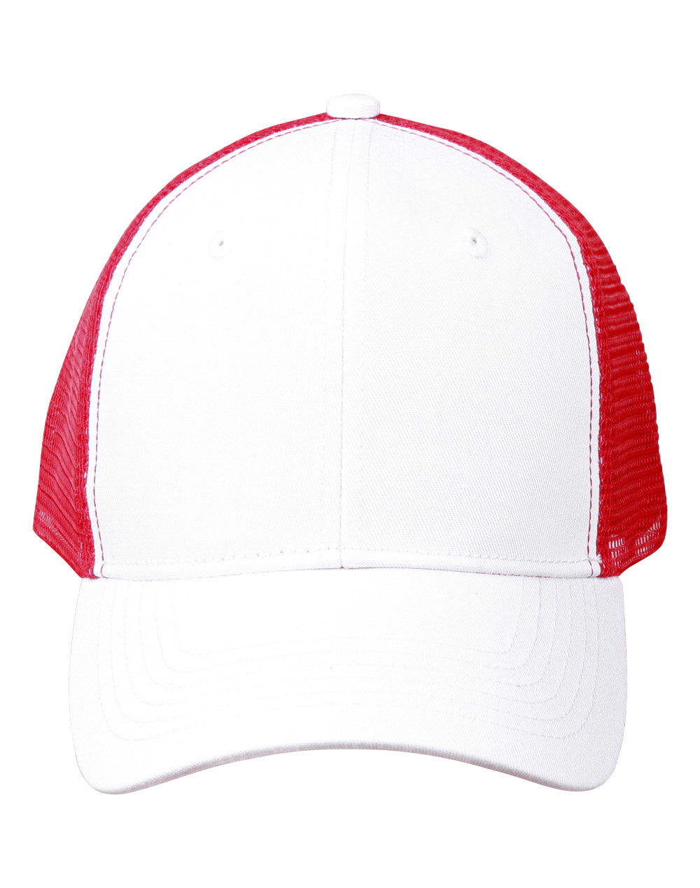 Premium Cotton Twill Trucker Cap - White/Red