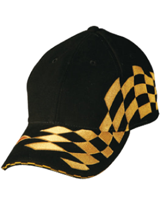 H/B/C embroidery check racing - Black/Gold