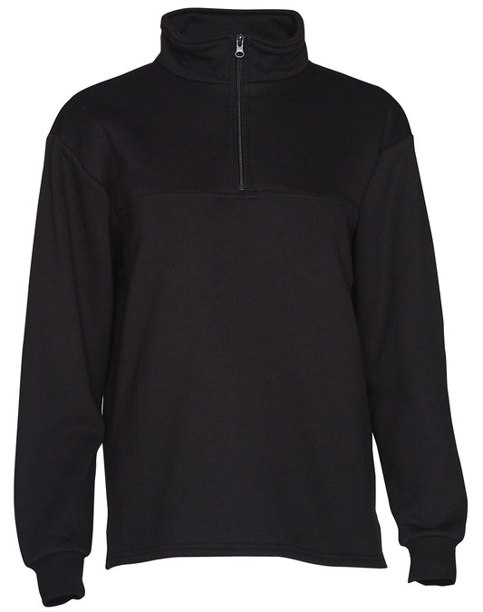 Kid's 1/2 zip collar fleecy sweat - Black