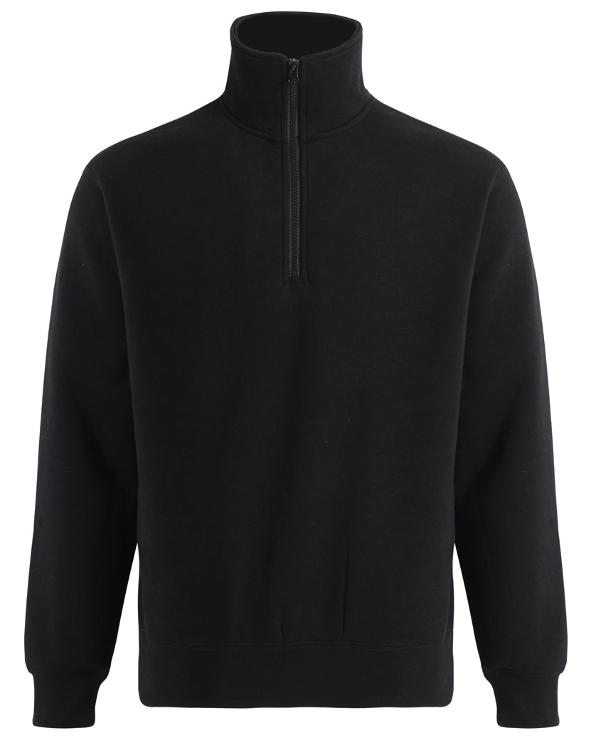 1/2 zip collar fleecy sweat - Black