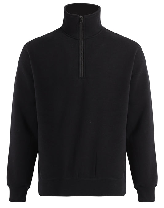 1/2 zip collar fleecy sweat - Black