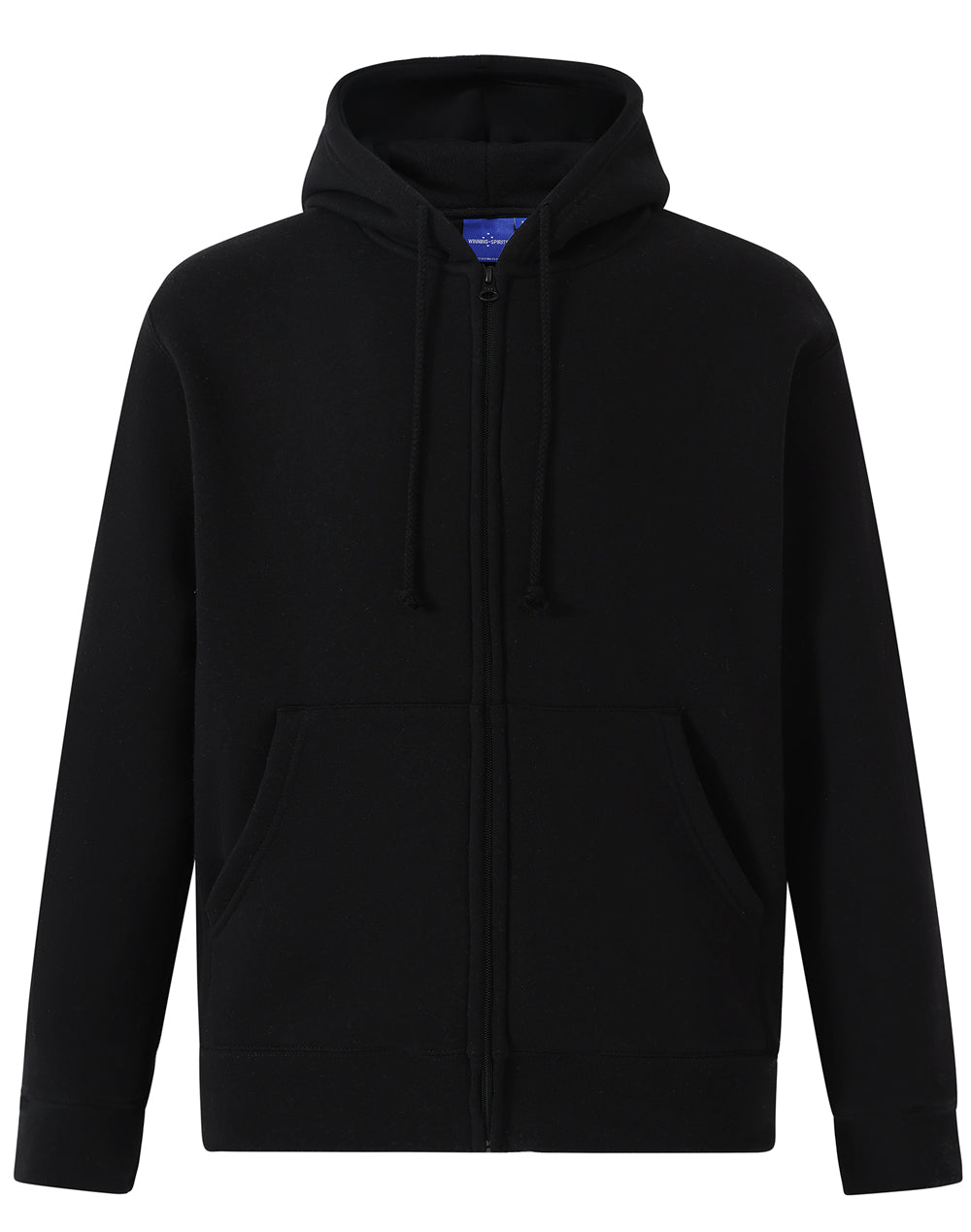Men's full-zip fleecy hoodie - Black