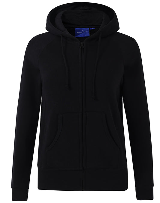Ladies' full-zip fleecy hoodie - Black