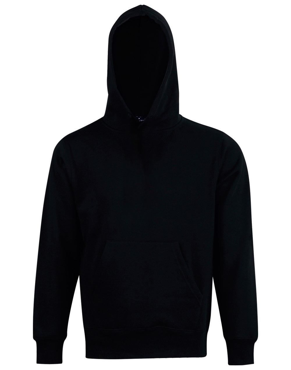 Kids' Close Front  Contrast Fleecy Hoodie - Black/Black