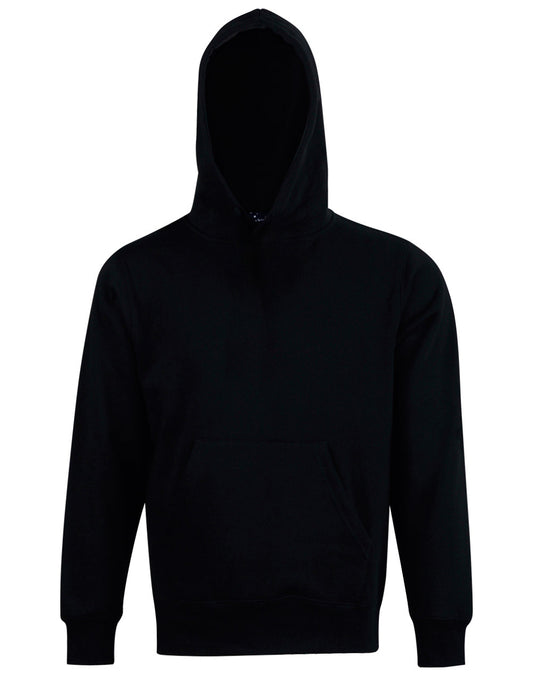 Kids' Close Front  Contrast Fleecy Hoodie - Black/Black