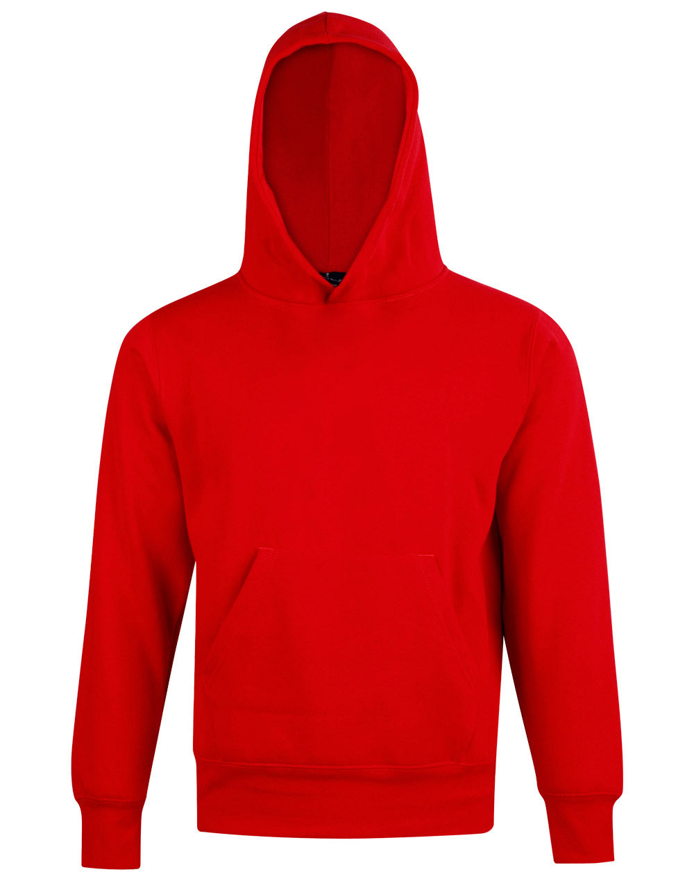 Kids' Close Front  Contrast Fleecy Hoodie - Red/Red