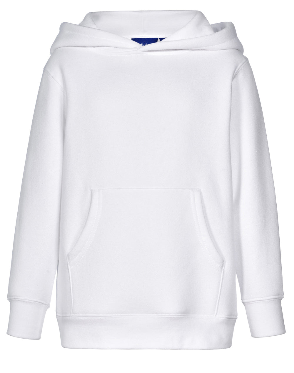 Kids' Close Front  Contrast Fleecy Hoodie - White/White