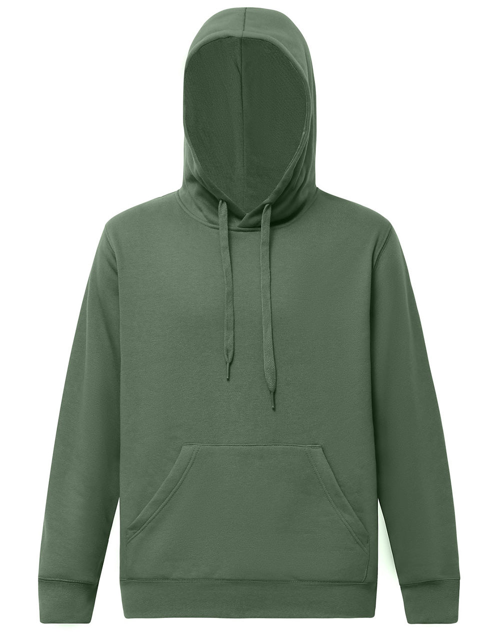Adult's Close Front  Contrast Fleecy Hoodie - Army Green/Army Green