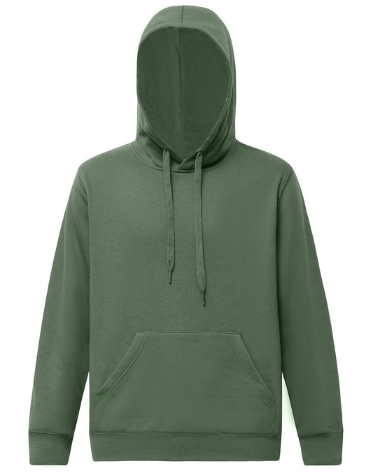 Adult's Close Front  Contrast Fleecy Hoodie - Army Green/Army Green