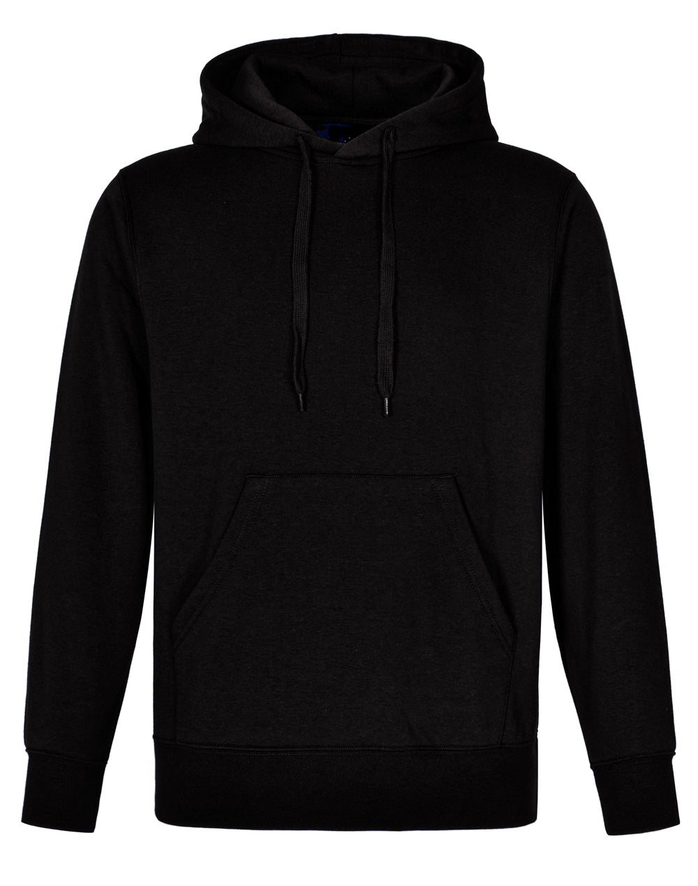 Adult's Close Front  Contrast Fleecy Hoodie - Black/Black