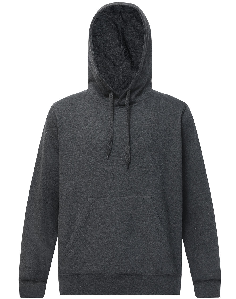 Adult's Close Front  Contrast Fleecy Hoodie - Marl Charcoal/Marl Charcoal