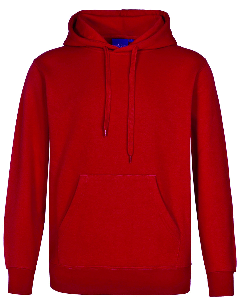 Adult's Close Front  Contrast Fleecy Hoodie - Red/Red