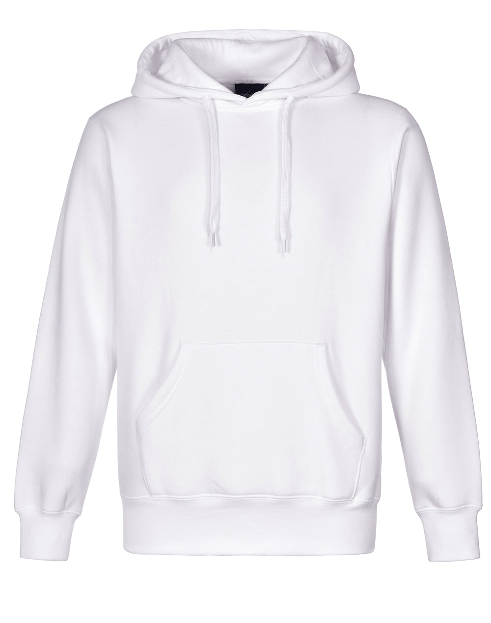 Adult's Close Front  Contrast Fleecy Hoodie - White/White