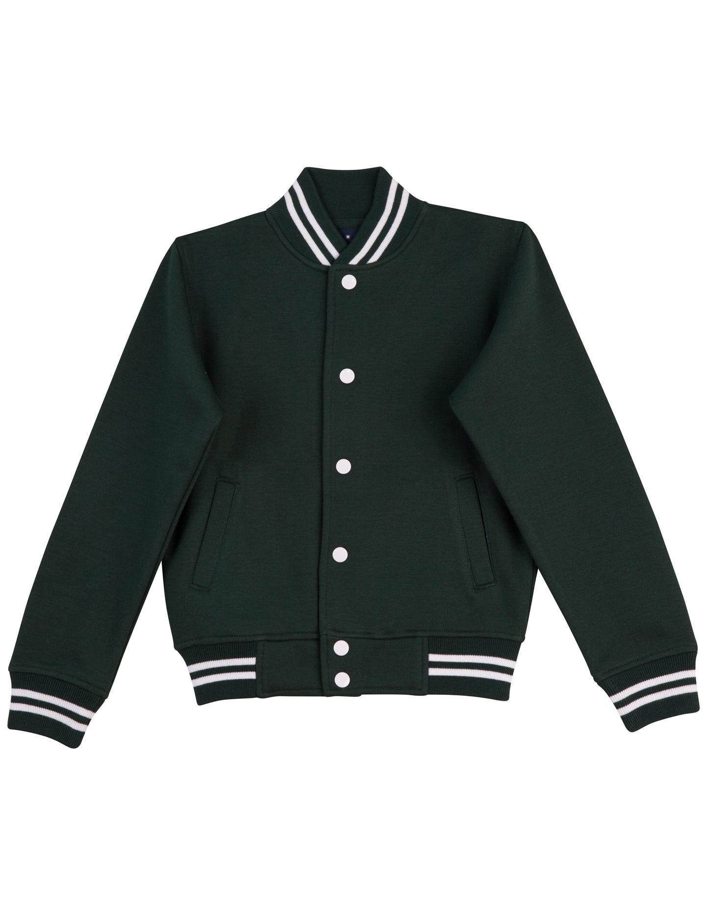 Kid's Fleece Varsity Jacket - Bottle/White