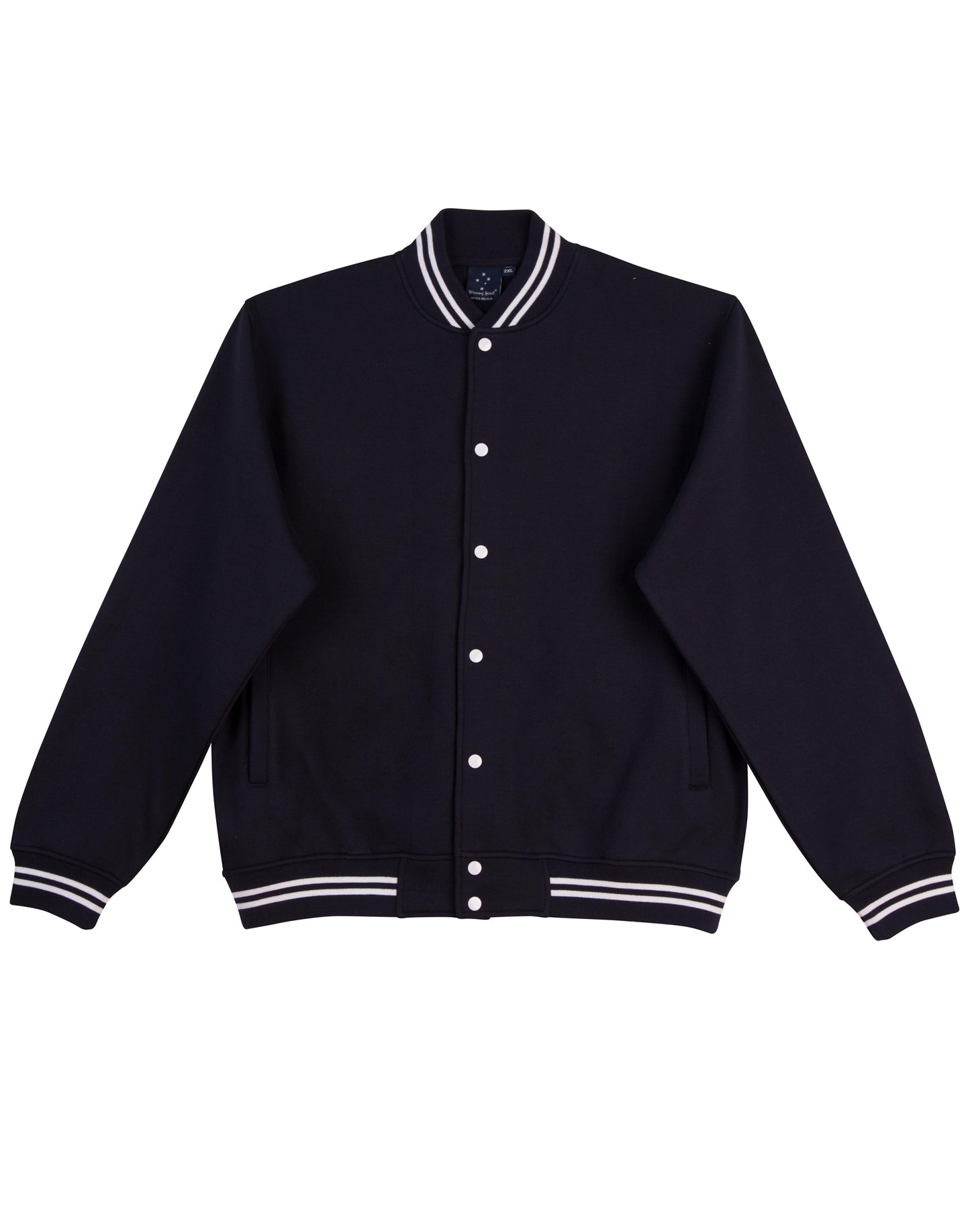 Kid's Fleece Varsity Jacket - Navy/White