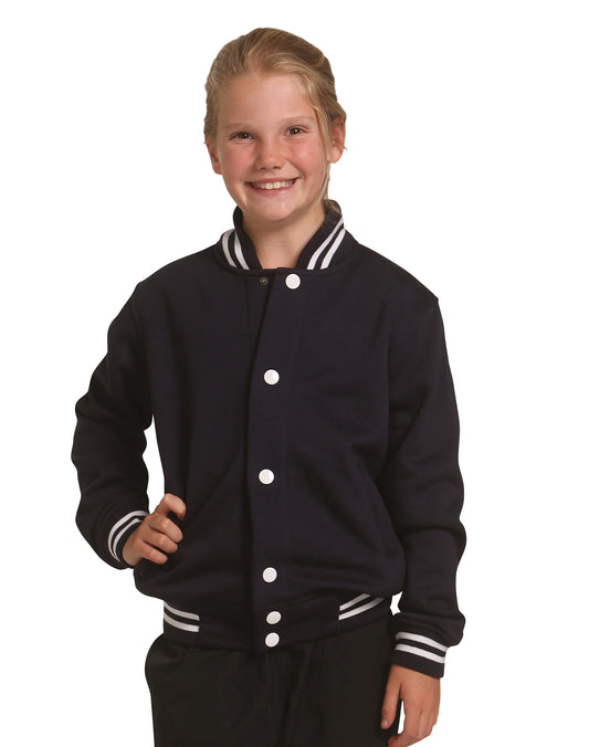 Kid's Fleece Varsity Jacket - Black/White