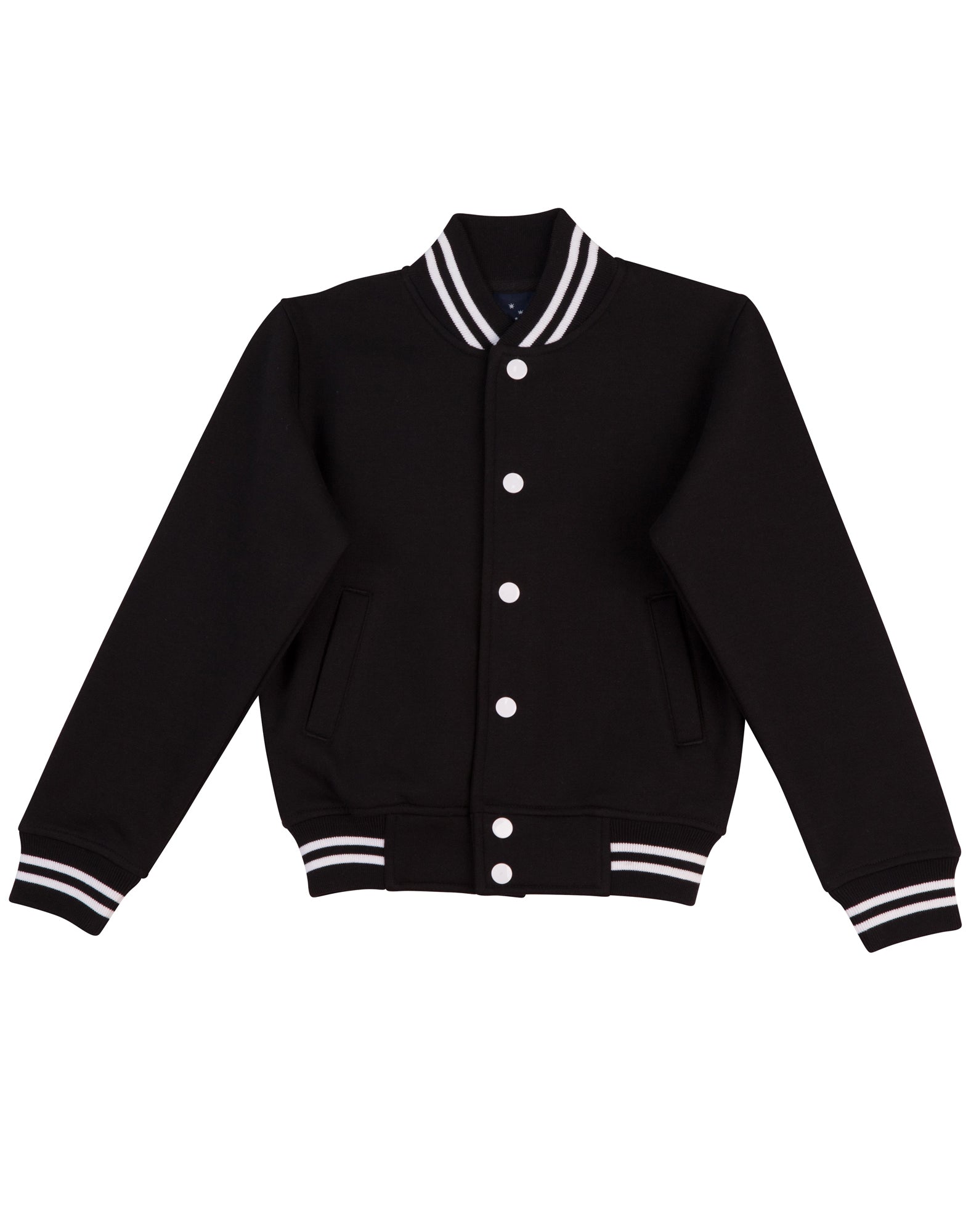 Adult's Fleece Varsity Jacket - Black/White