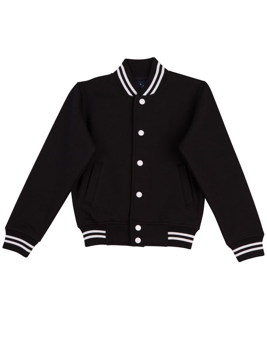 Adult's Fleece Varsity Jacket - Black/White