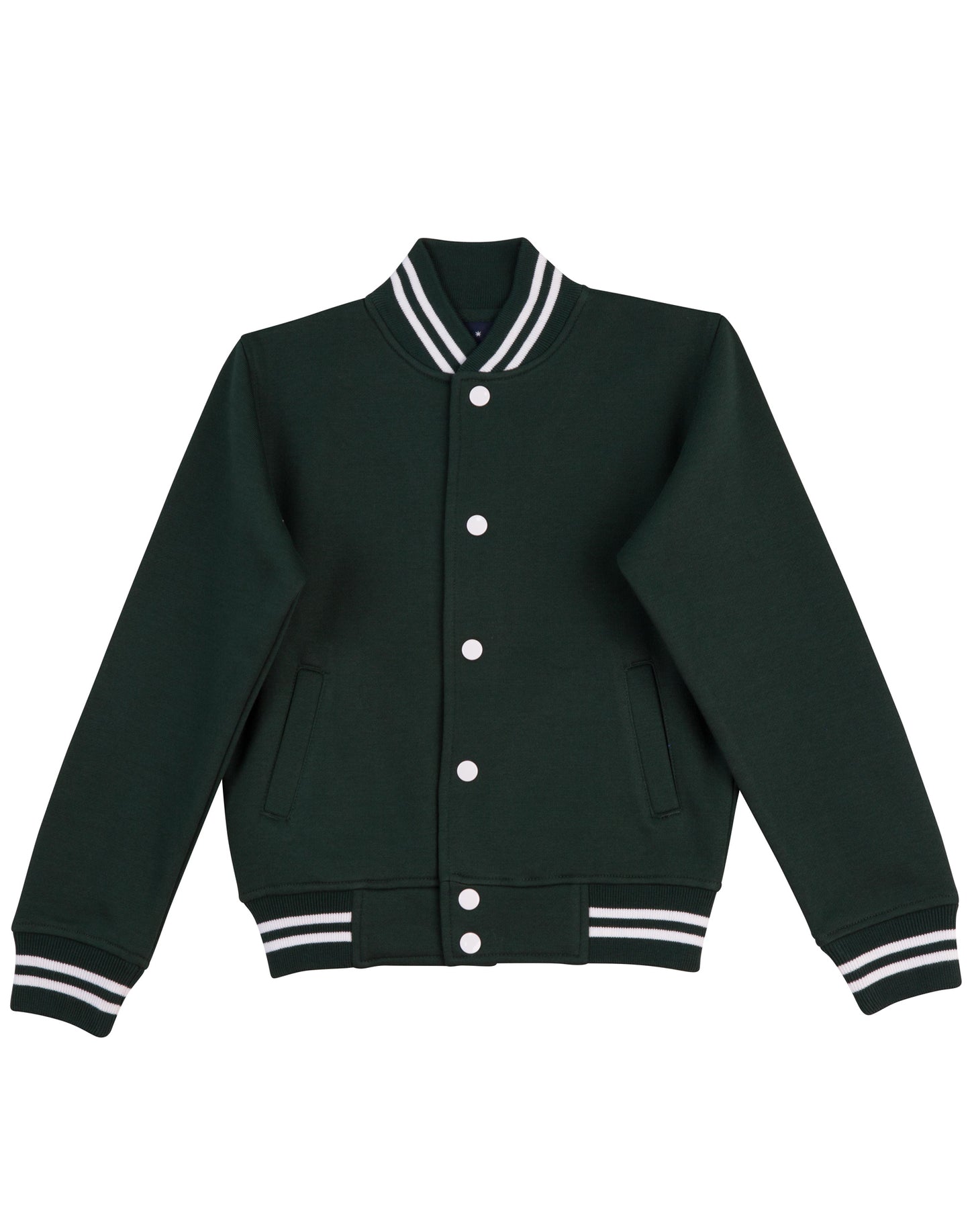 Adult's Fleece Varsity Jacket - Bottle/White