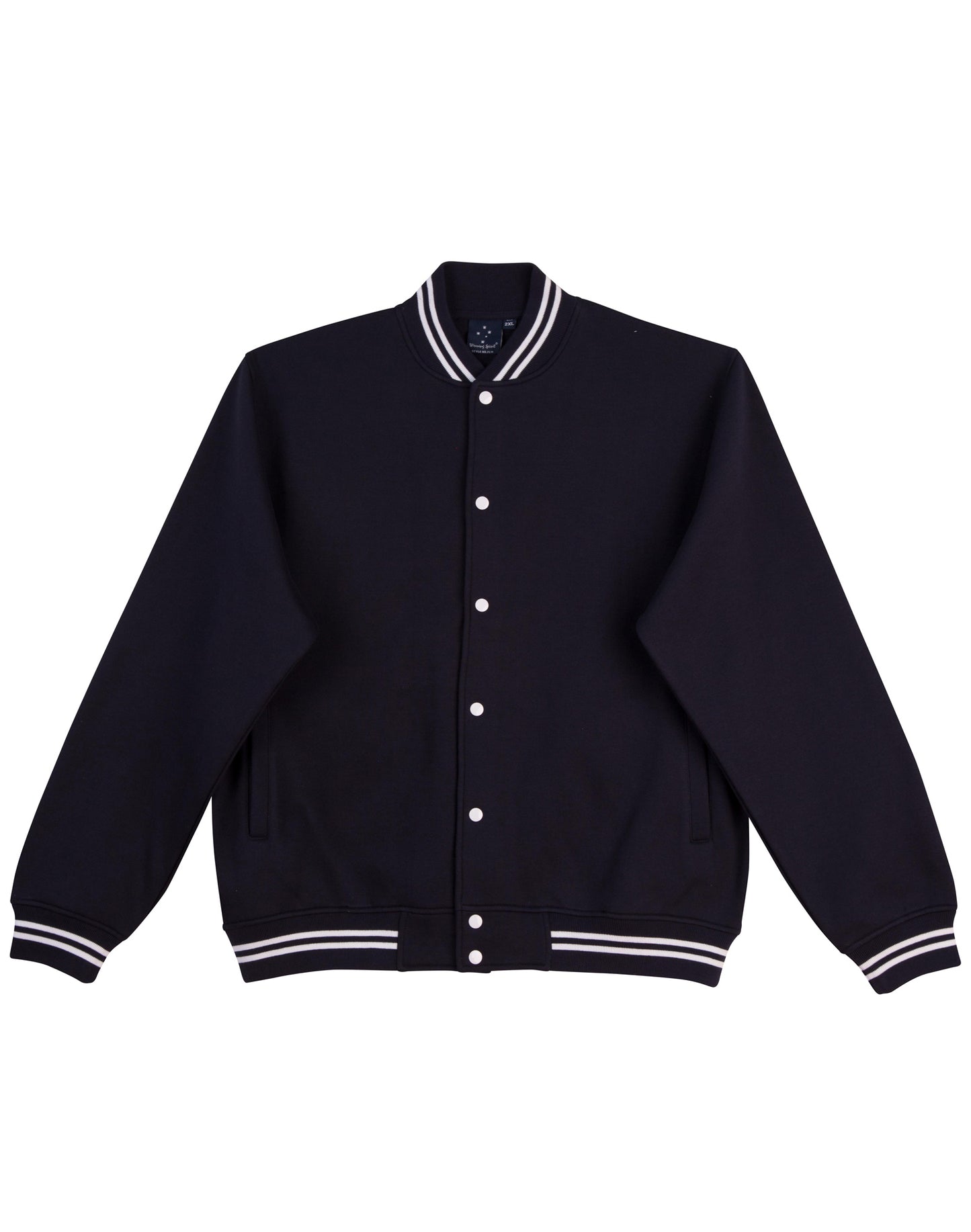 Adult's Fleece Varsity Jacket - Navy/White