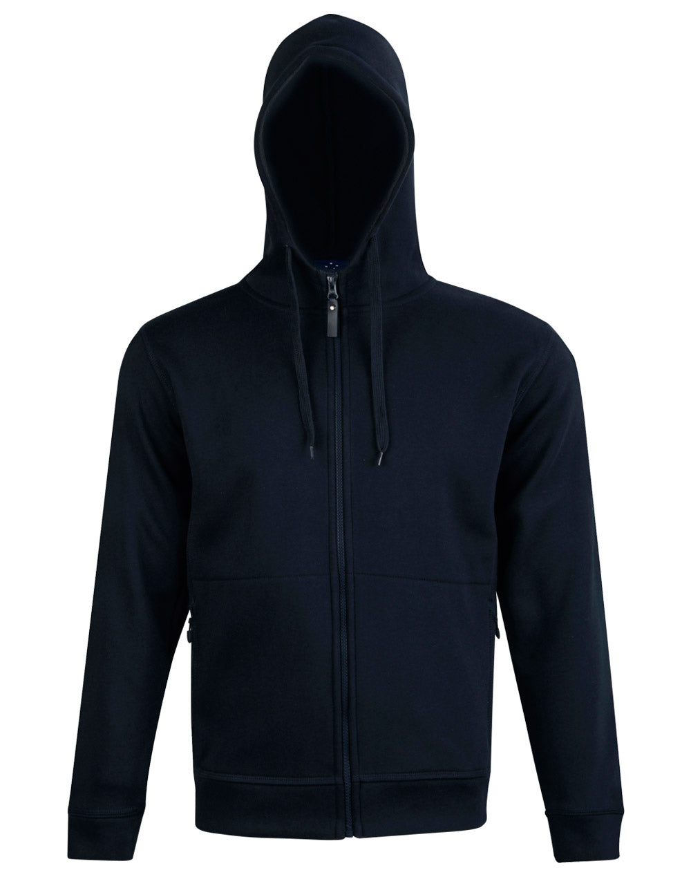 Men's Full Zip Contrast Fleece Hoodie - Navy/Navy