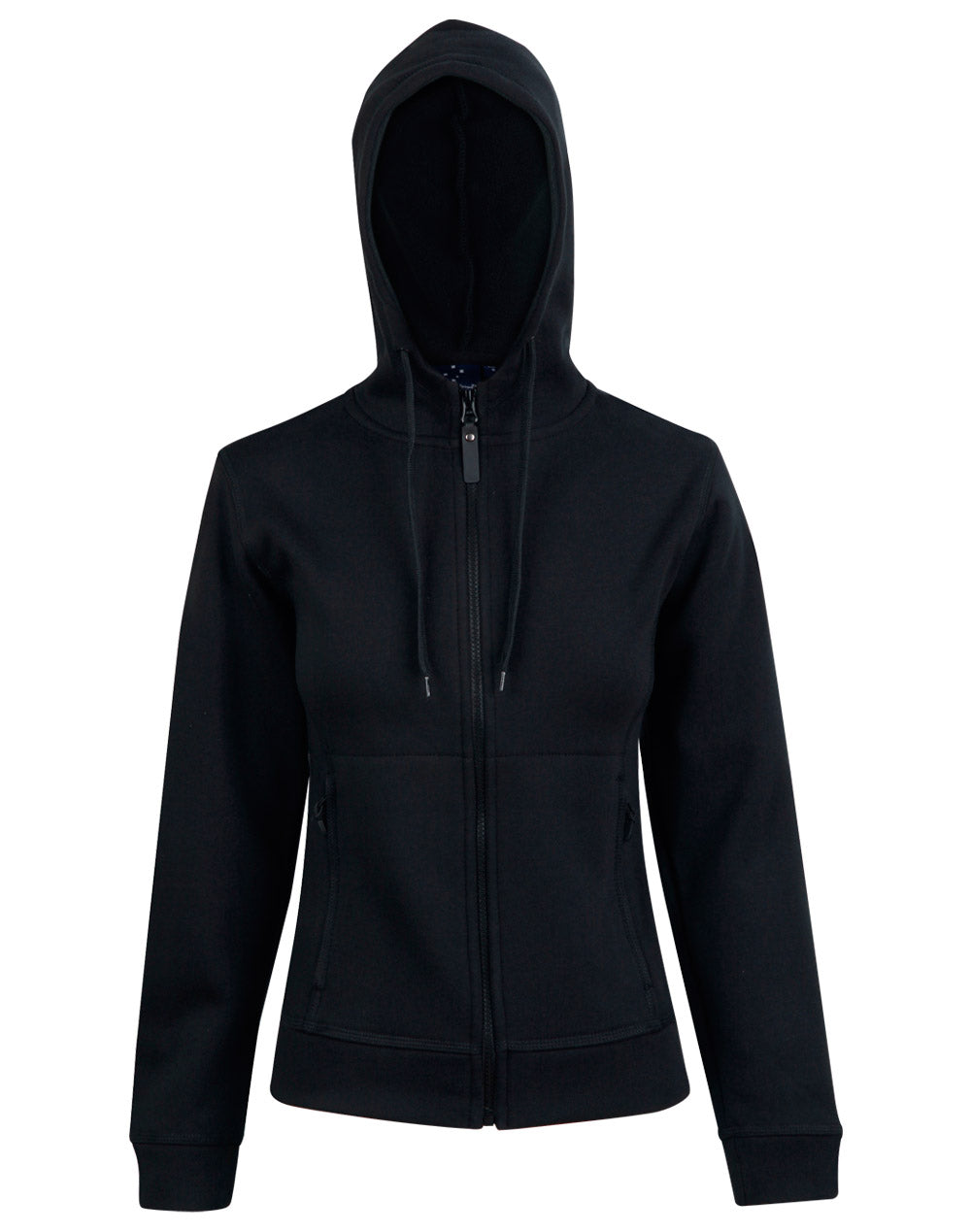 Ladies' Full Zip Contrast Fleece Hoodie - Black/Black