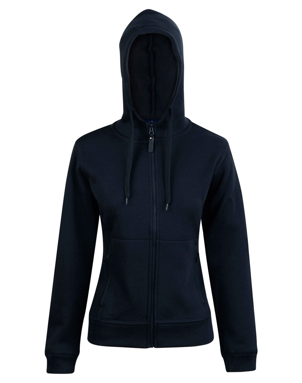 Ladies' Full Zip Contrast Fleece Hoodie - Navy/Navy
