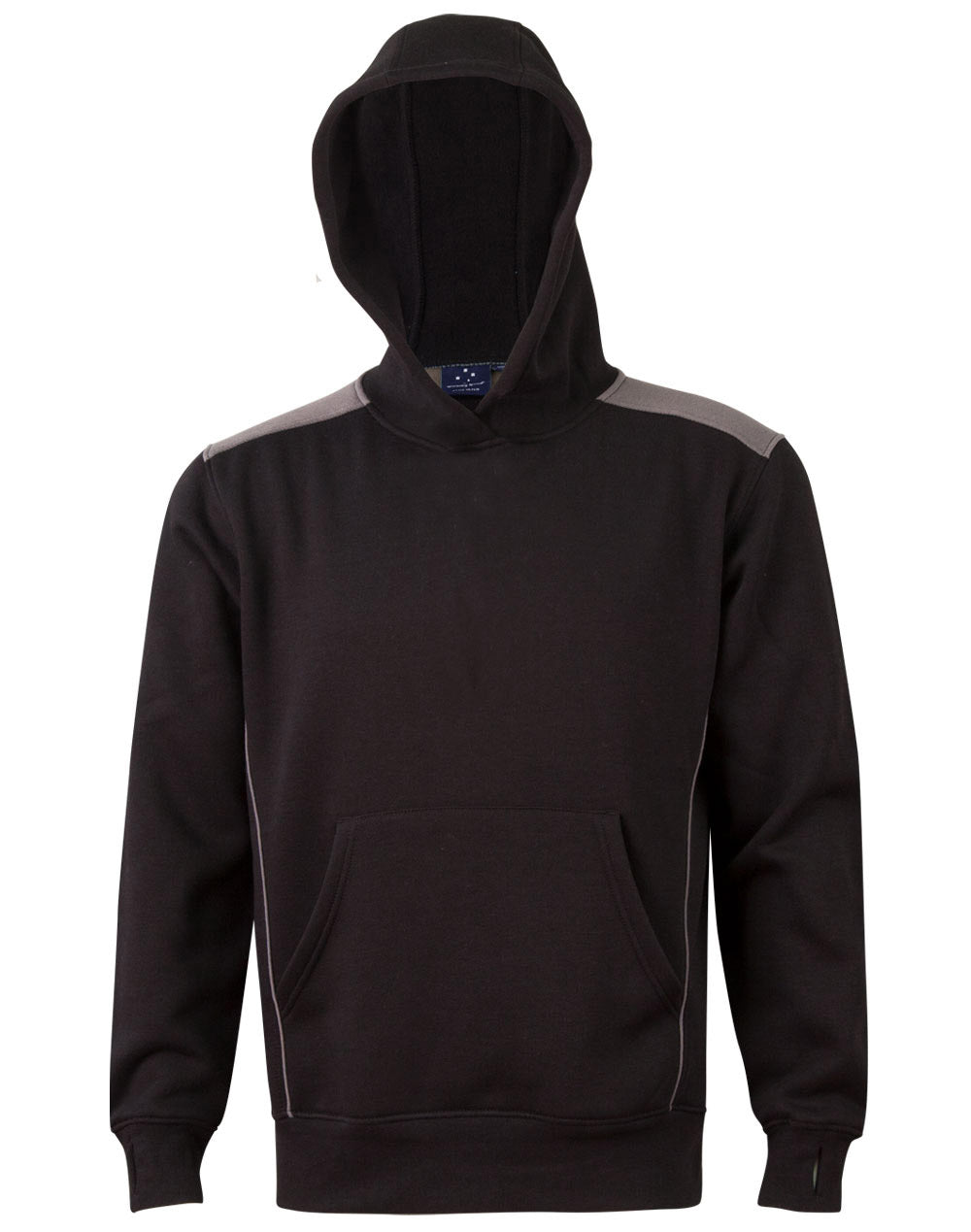 Kids' Kangaroo Pocket Contrast Hoodie - Black/Ash