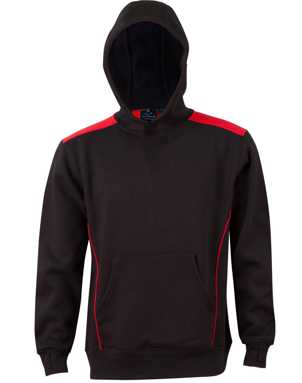 Kids' Kangaroo Pocket Contrast Hoodie - Black/Red