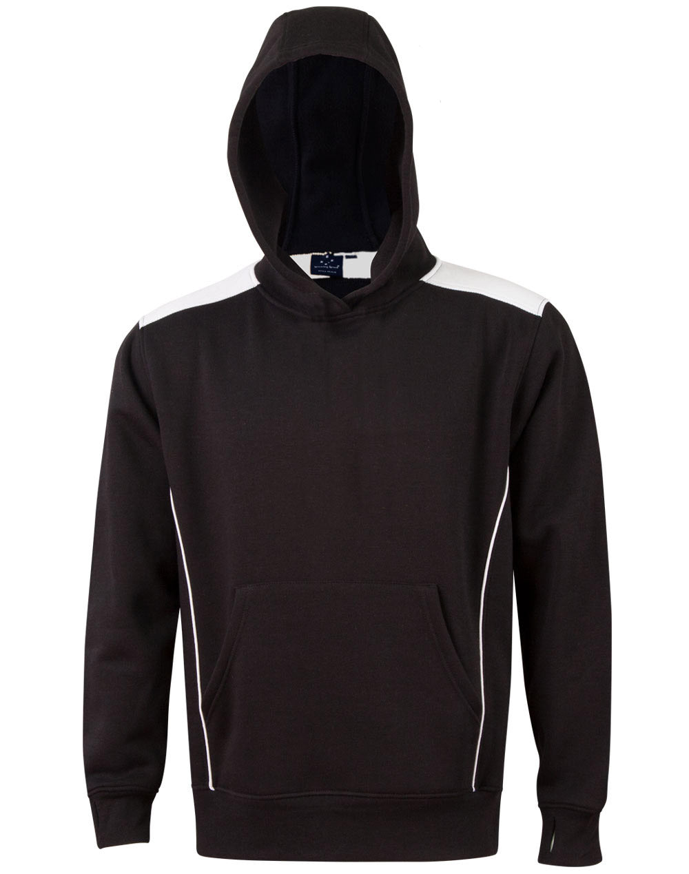 Kids' Kangaroo Pocket Contrast Hoodie - Black/White