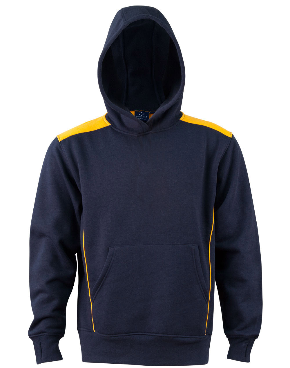 Kids' Kangaroo Pocket Contrast Hoodie - Navy/Gold
